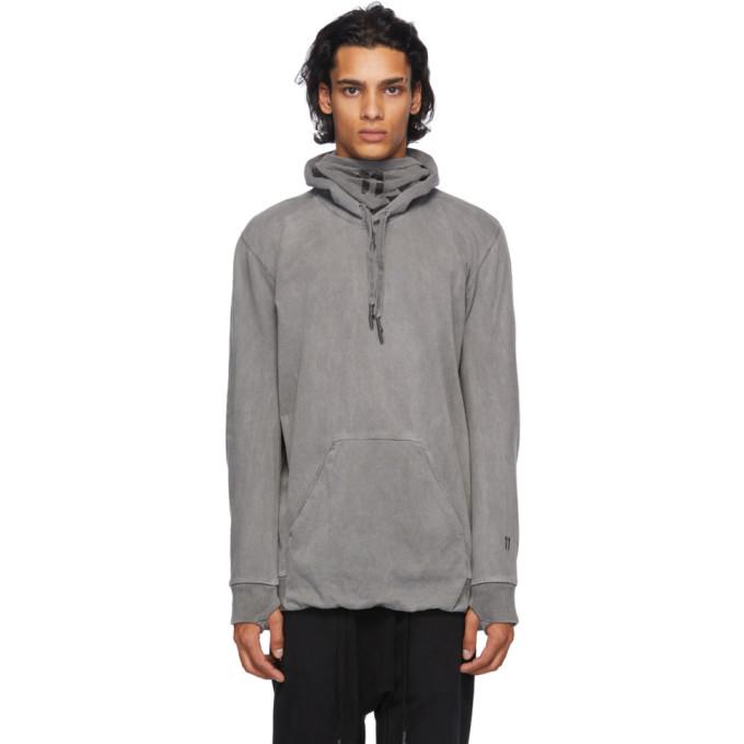11 by Boris Bidjan Saberi Grey Embroidered Logo Hoodie