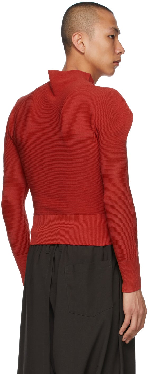 132 5. ISSEY MIYAKE Red Flat Rib Knit Sweater – BlackSkinny