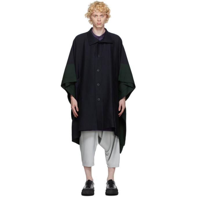 132 5. ISSEY MIYAKE Navy Wool Coat