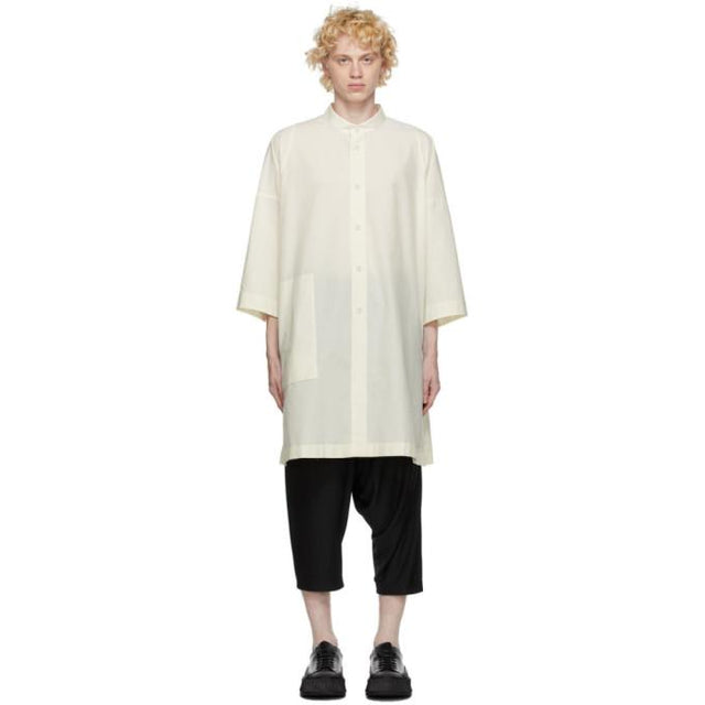132 5. ISSEY MIYAKE Off-White Cotton Poplin Shirt