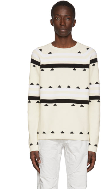 Moncler Genius 2 Moncler 1952 Beige Striped Sweater - Moncler Genius 2 Moncler 1952 Pull rayé beige 1952 - Moncler Genius 2 Moncler 1952 베이지 스트라이프 스웨터