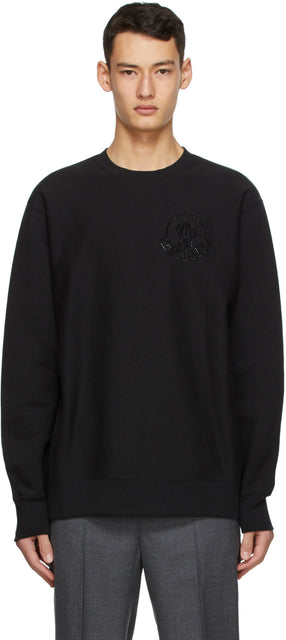 Moncler Genius 2 Moncler 1952 Black Fleece Logo Sweatshirt - Moncler Genius 2 Moncler 1952 Sweat-shirt Black Fleece - Moncler Genius 2 Moncler 1952 블랙 플리스 로고 스웨터