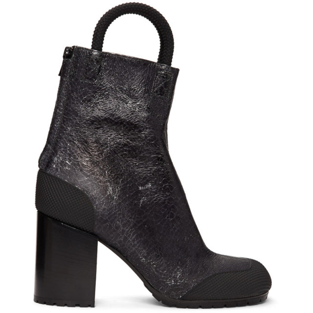 Random Identities Black and Silver Cracked Worker Boots