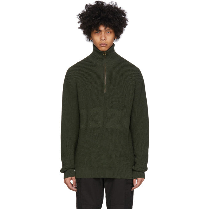 032c Green Troyer Half-Zip Sweater
