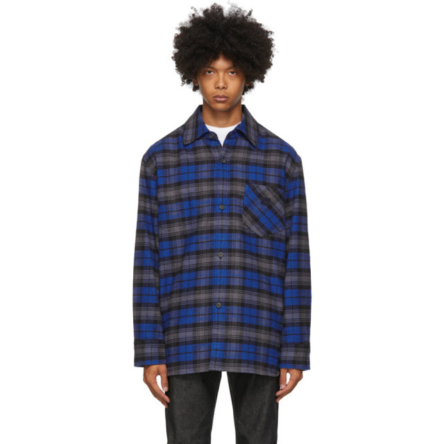 Acne Studios Blue Flannel Patch Shirt