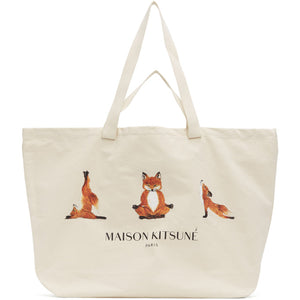 Maison Kitsune Off-White XXL 3 Yoga Foxes Tote