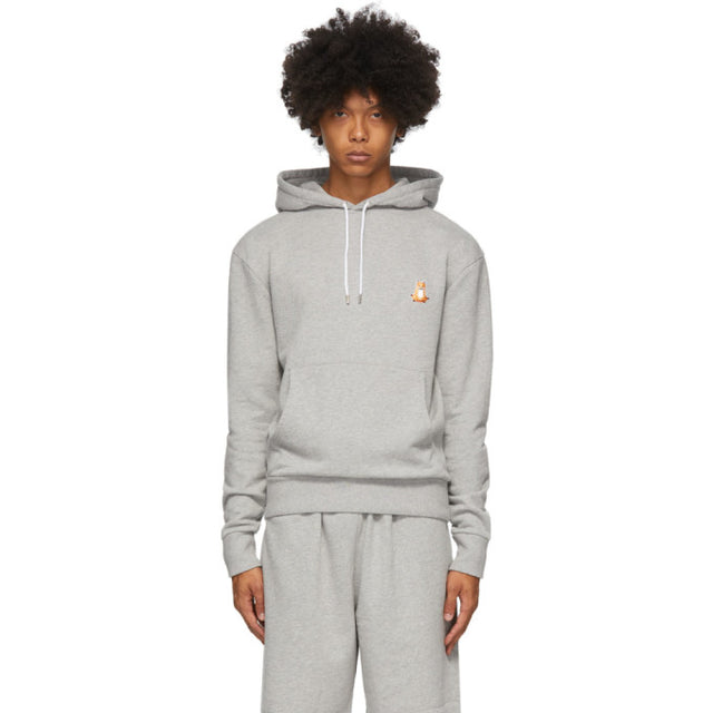 Maison Kitsune Grey Lotus Fox Hoodie