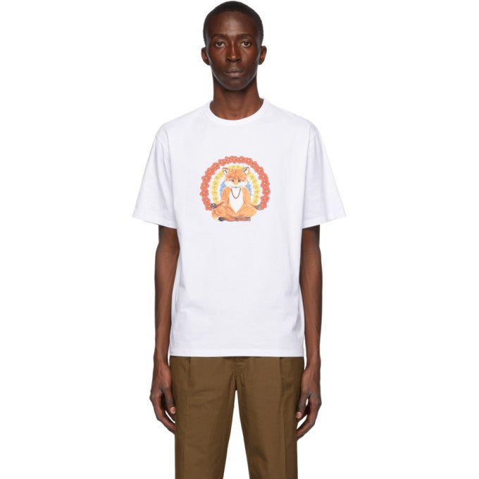 Maison Kitsune White Flower Fox T-Shirt