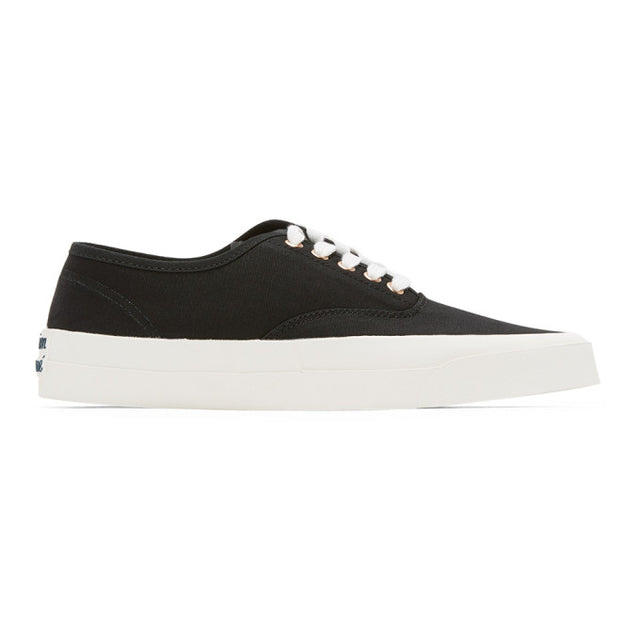 Maison Kitsune Black Canvas Laced Sneakers