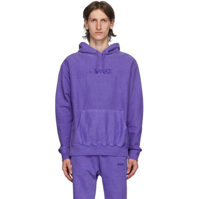Awake NY Purple Embroidered Logo Hoodie