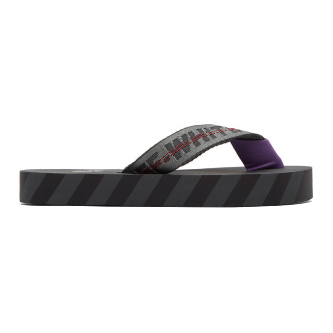 Off-White Grey and Black Flip Flop Sandals