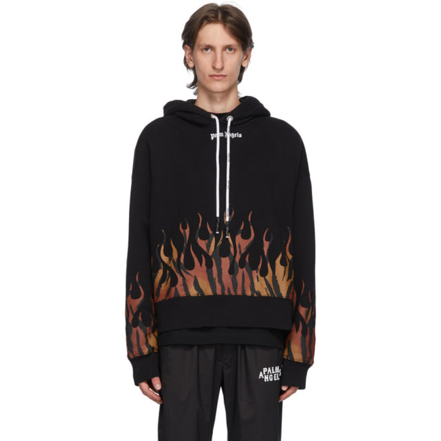 Palm Angels Black Tiger Flames Hoodie