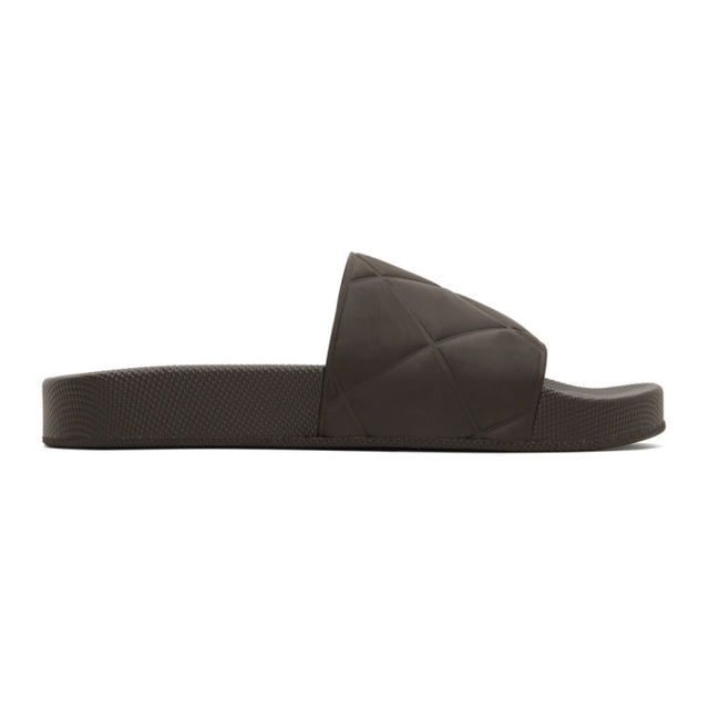 Bottega Veneta Black Flat Pool Slides