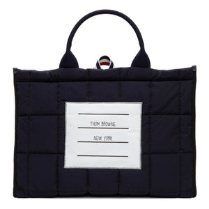 Thom Browne Navy Quilted RWB Loop Squared Tote