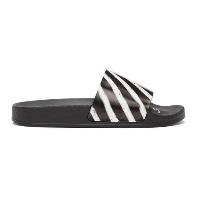 Off-White Black and White Spray Stripes Slides