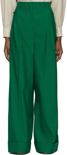 3.1 Phillip Lim Green Wide-Leg Trousers - 3.1 Pantalon large à jambes larges de Phillip Lim - 3.1 Phillip Lim 녹색 와이드 다리 바지