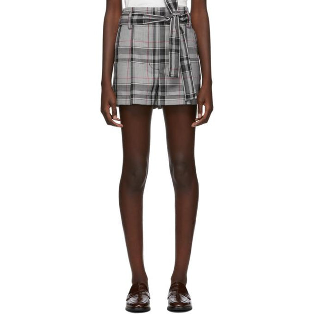 3.1 Phillip Lim Black and White Plaid Belted Shorts