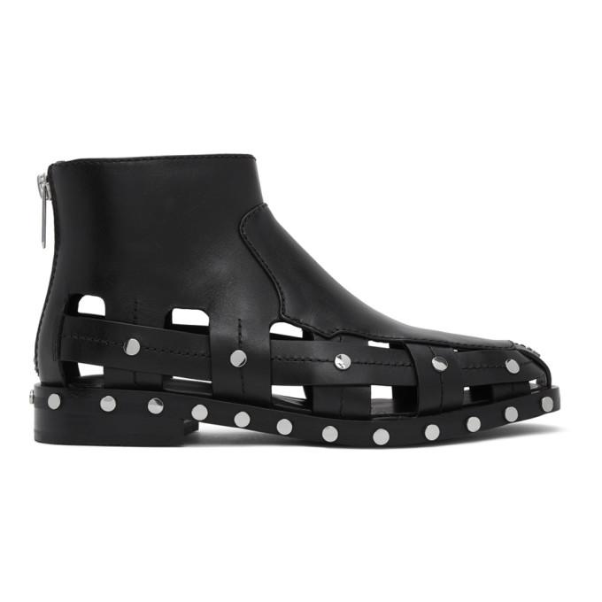 3.1 Phillip Lim Black Studded Cut-Out Alexa Boots