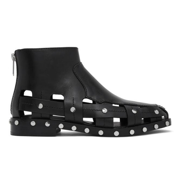 3.1 Phillip Lim Black Studded Cut-Out Alexa Boots