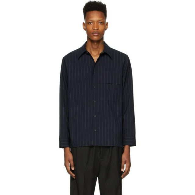 3.1 Phillip Lim Navy and White Wool Pinstripe Shirt