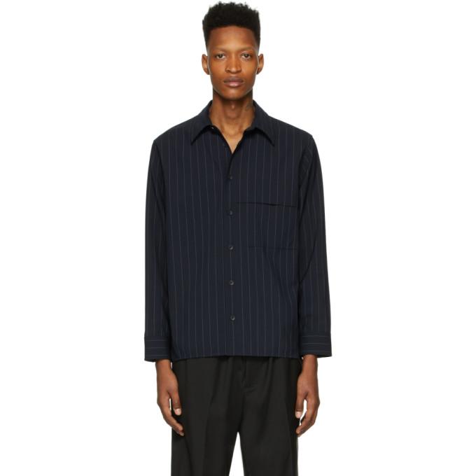 3.1 Phillip Lim Navy and White Wool Pinstripe Shirt