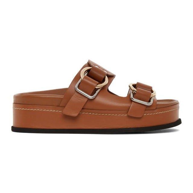 3.1 Phillip Lim Tan Freida Double Buckle Platform Sandals