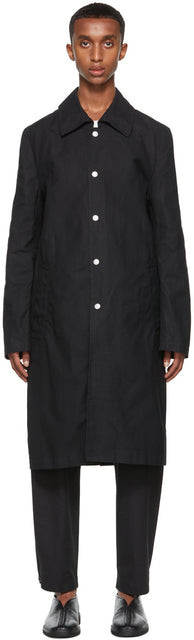 3MAN Black Slim Snap Trench Coat - 3man Black Slim Snap Trench Coat - 3man 블랙 슬림 스냅 트렌치 코트