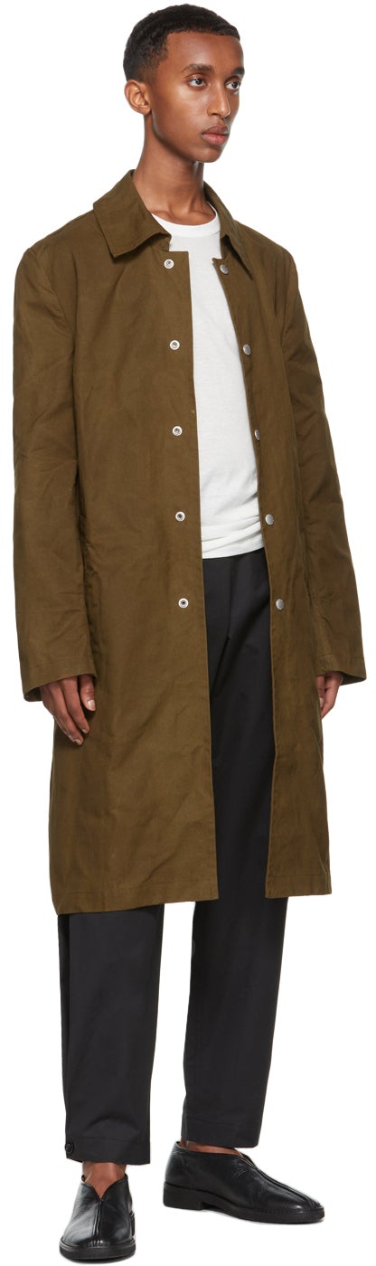 3MAN Khaki Slim Snap Trench Coat