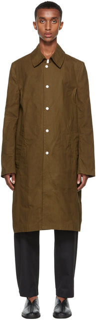 3MAN Khaki Slim Snap Trench Coat - 3man Kaki Slim Snap Trench Coat - 3man Khaki 슬림 스냅 트렌치 코트