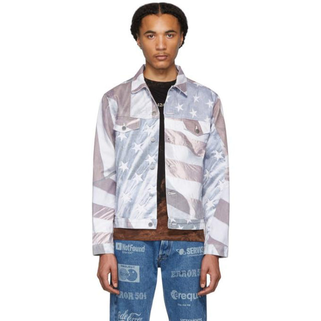 424 Multicolor Denim American Flag Jacket