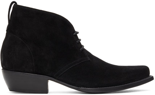4SDESIGNS Black Suede Western Boots - 4SDesignes bottes occidentales en daim noir - 4SDigns 블랙 스웨이드 웨스턴 부츠