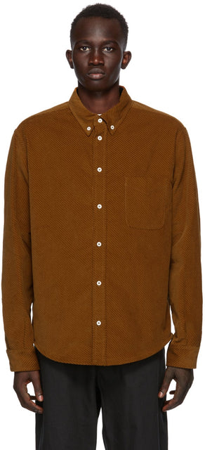 4SDESIGNS Brown Corduroy Shirt - 4SDesigns Shirt velours côtelé marron - 4sdesigns 갈색 코듀로이 셔츠