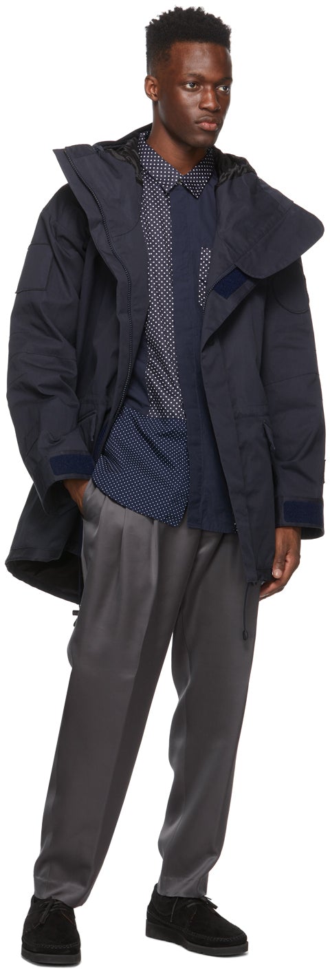 4SDESIGNS Navy Front Logo Coat