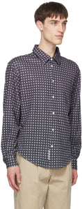 4SDESIGNS Navy Knit BD Shirt