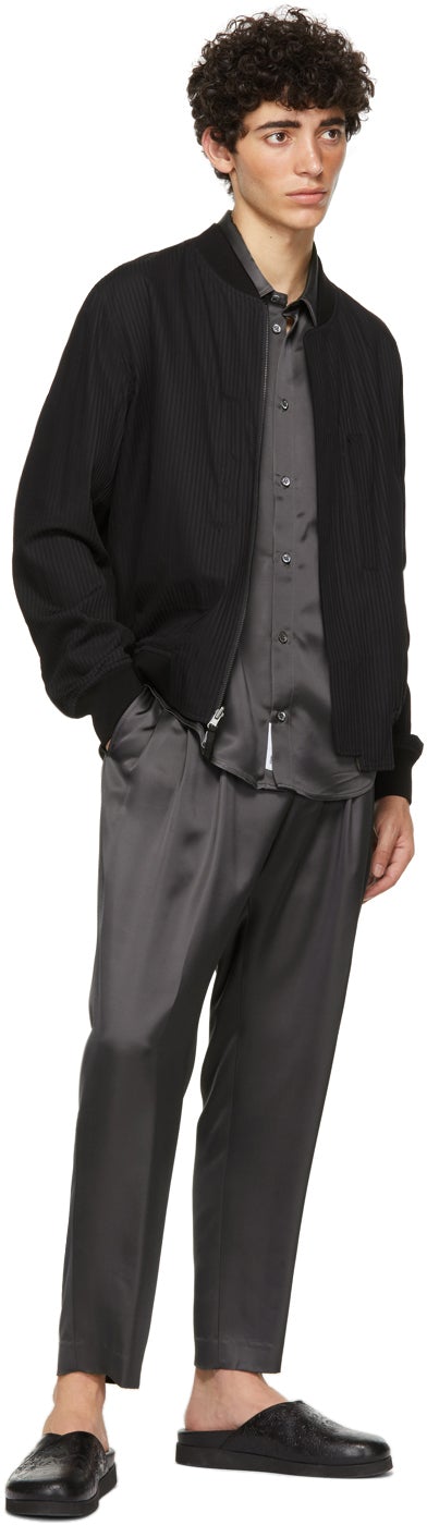 4SDESIGNS Reversible Black Cotton Bomber Jacket