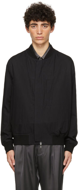 4SDESIGNS Reversible Black Cotton Bomber Jacket - 4SDesignes veste de bombardier en coton noir réversible - 4sdesigns 가역적 인 검은 면화 폭탄 자켓