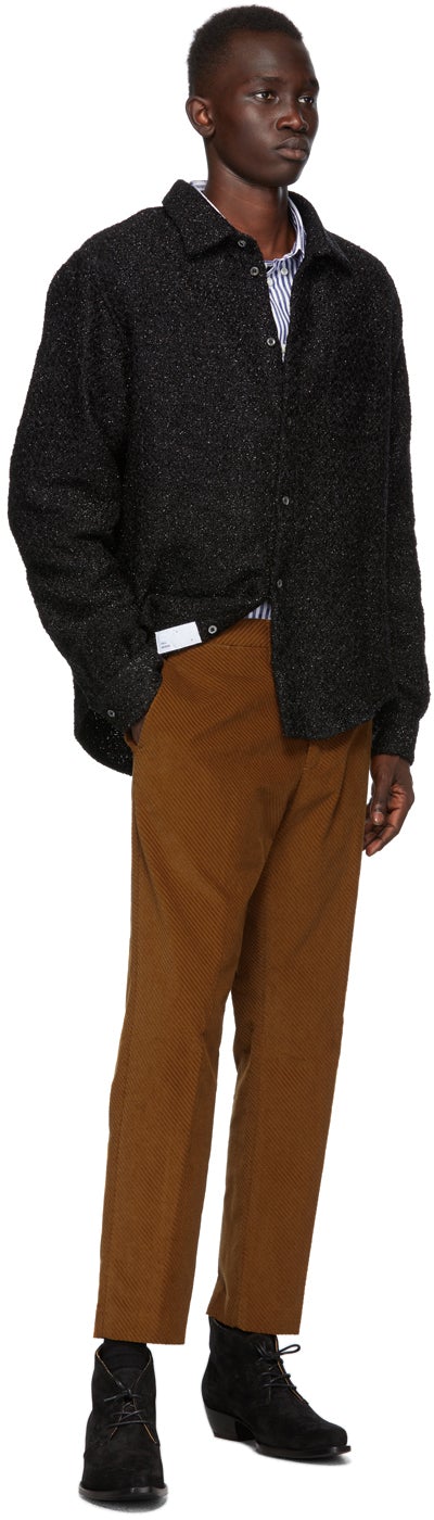 4SDESIGNS Tan Corduroy Half Sartorial Trousers