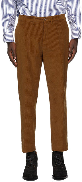 4SDESIGNS Tan Corduroy Half Sartorial Trousers - 4SDesigns Pantalon demi-Sartorial demi-Sartorial - 4SDigns Tan Corduroy Half Sartorial Trousers.