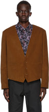 4SDESIGNS Tan Corduroy Waistcoat Blazer - 4SDesigns Blazer de gilet côtelé Tan Corduoy - 4SDesigns Tan Corduroy Waistcoat Blazer