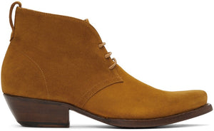 4SDESIGNS Tan Suede Western Boots - 4SDesigns bottes occidentales en daim bronzage - 4sdesigns Tan Suede Western Boots.