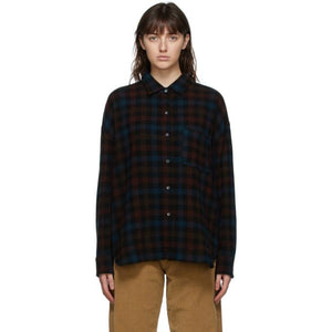 6397 Brown Wool and Cashmere Check Lori Shirt