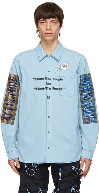 99% IS Blue Nylon 'I Hate The People' Shirt - 99% est Blue Nylon 'Je déteste la chemise des gens' - 99 %는 푸른 나일론 '나는 사람들의 셔츠를 싫어합니다.