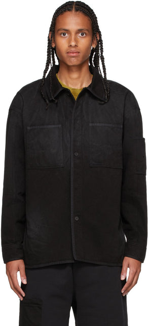 A-COLD-WALL* Black Denim Spray Shirt - T-shirt de pulvérisation en denim noir * - 콜드 벽 * 블랙 데님 스프레이 셔츠