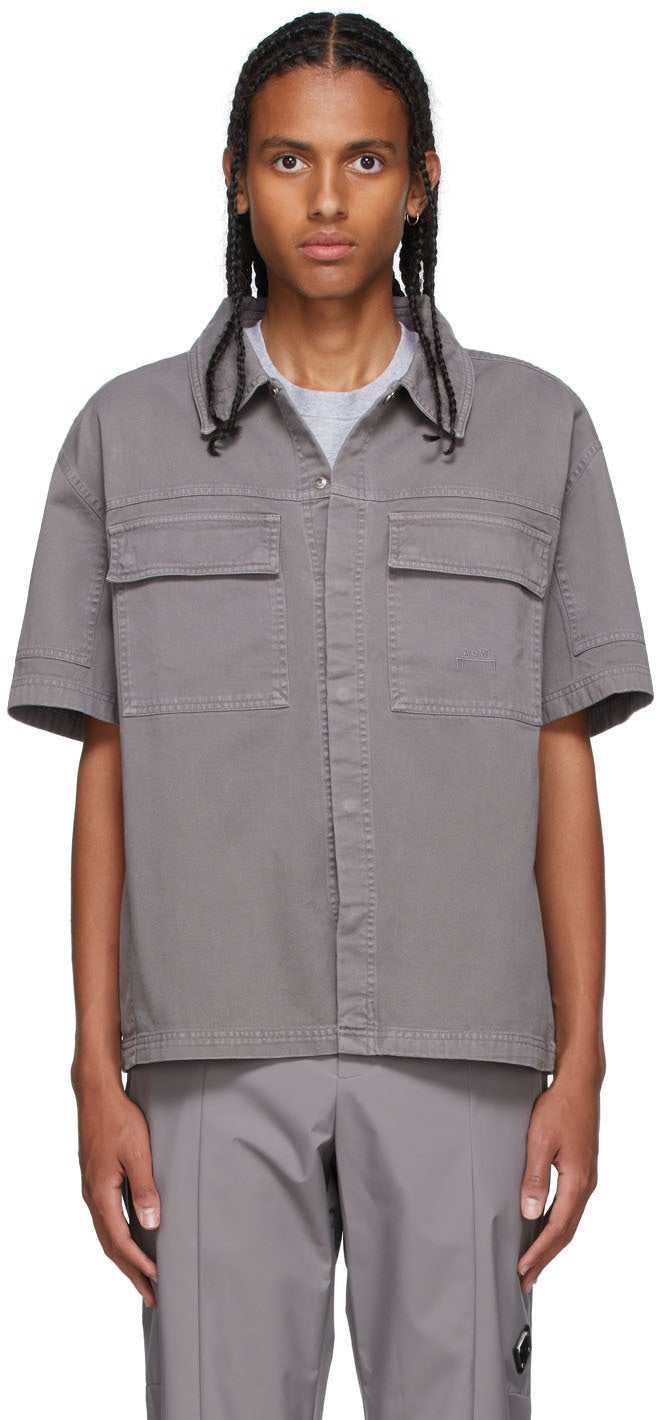 A-COLD-WALL* Grey Short Sleeve Over Shirt - Mur de froide * Housse courte grise sur chemise - 콜드 벽 * 회색 반팔 셔츠 오버