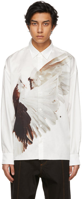 Ã‰tudes White Roe Ethridge Edition Bird Illusion Shirt - Chemise d'illusion d'oiseau d'oiseau d'oiseau Ethridge édition - Ã ‰ Tudes 화이트 Roe Ethridge Edition 조류 환상 셔츠