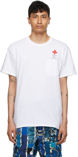 AÃ¯E White Cross Pocket T-Shirt - T-shirt de poche cross blanc aéré - 화이트 크로스 포켓 티셔츠