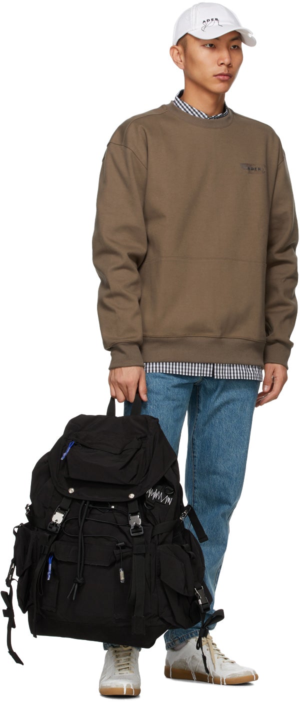 ADER error Brown Oversized Kangaroo Pocket Sweatshirt