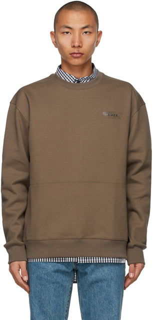 ADER error Brown Oversized Kangaroo Pocket Sweatshirt - ADER Erreur Sweat-shirt de poche Kangouroue surdimensionné marron - Ader 오류 브라운 특대 캥거루 포켓 스웨터