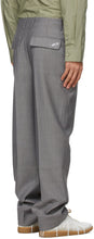 ADER error Grey Herringbone Slit Trousers