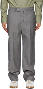 ADER error Grey Herringbone Slit Trousers - ADER Erreur Pantalon Slit Herringbone gris - Ader 오류 회색 헤링본 슬릿 바지